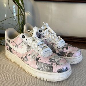 Nike Air Force 1‎ Low Floral Pink Grey Sneakers Women's Size 7 AO1017-10…